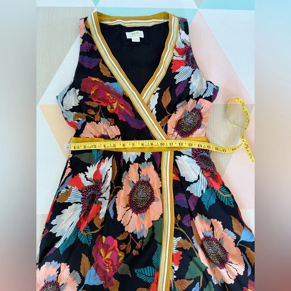 Anthropologie Maeve Botanica Faux Wrap Midi Dress Size 8 - Picture 7 of 11